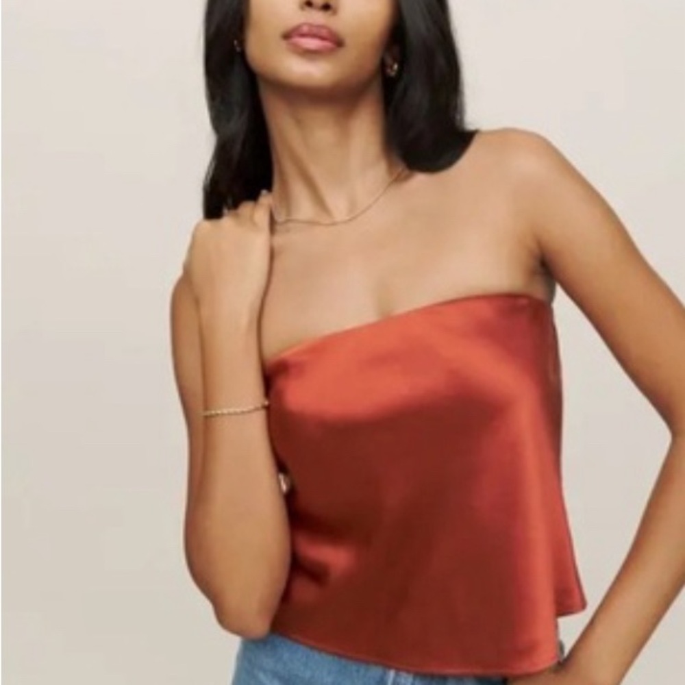 Reformation Spritz Silk top- - rust